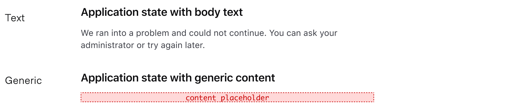 Showing two different kind of body content types, one as text and another as generic yielded content